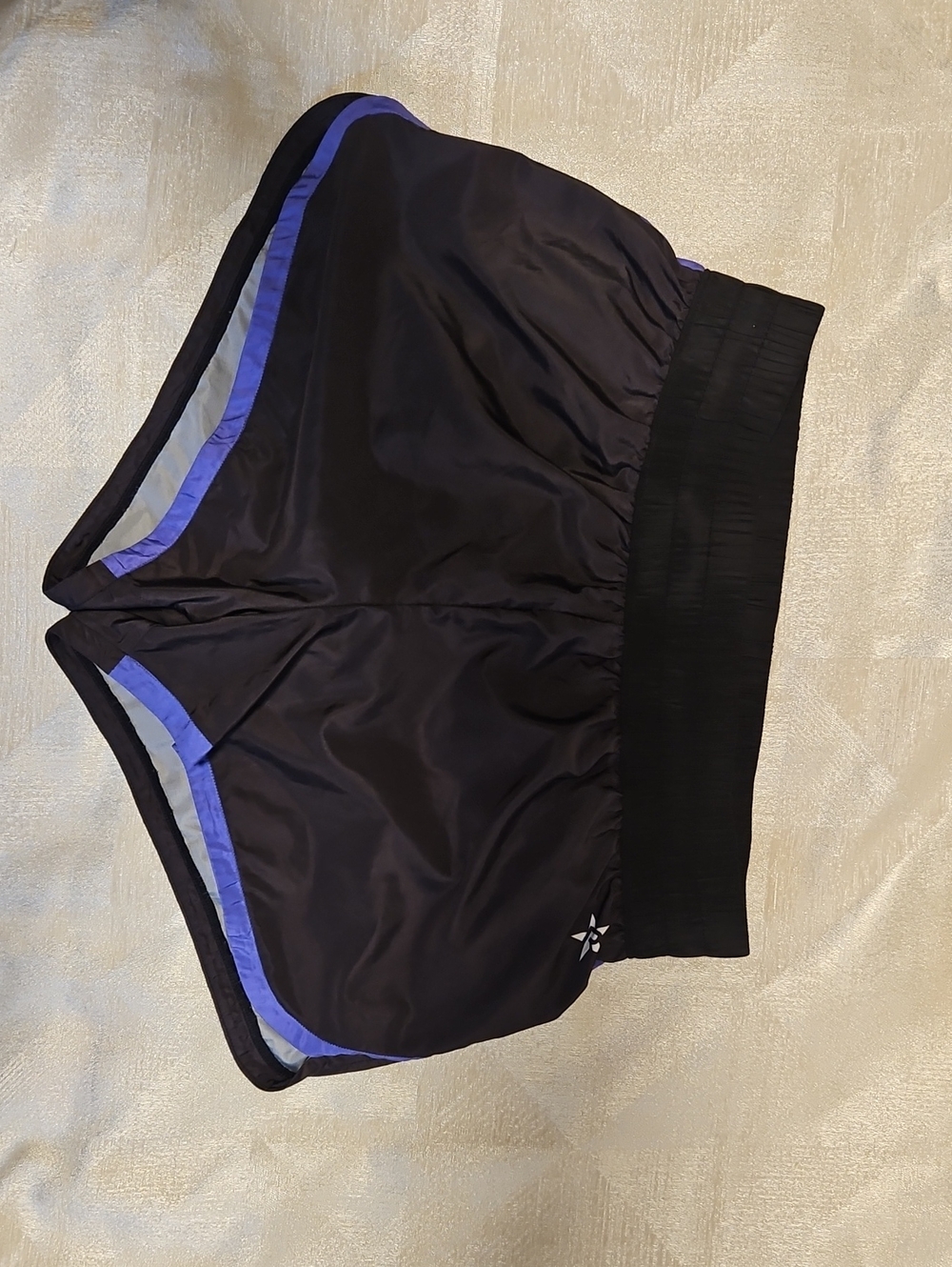 Women's Black Athletic Shorts with Purple Accent